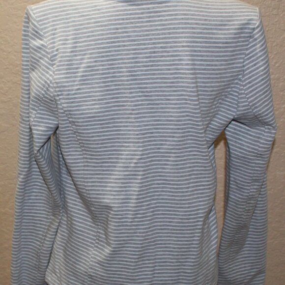 Tommy Hilfiger Women's Gray & White Striped Double-Breasted Blazer Jacket Size M - Picture 11 of 11